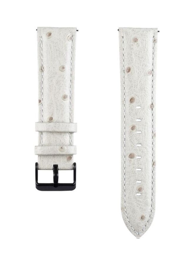 BGM Ostrich Skin Texture Genuine Leather Wrist Watch Band for Samsung Gear S3 22mm White - Image 2