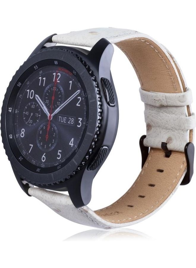BGM Ostrich Skin Texture Genuine Leather Wrist Watch Band for Samsung Gear S3 22mm White - Image 5