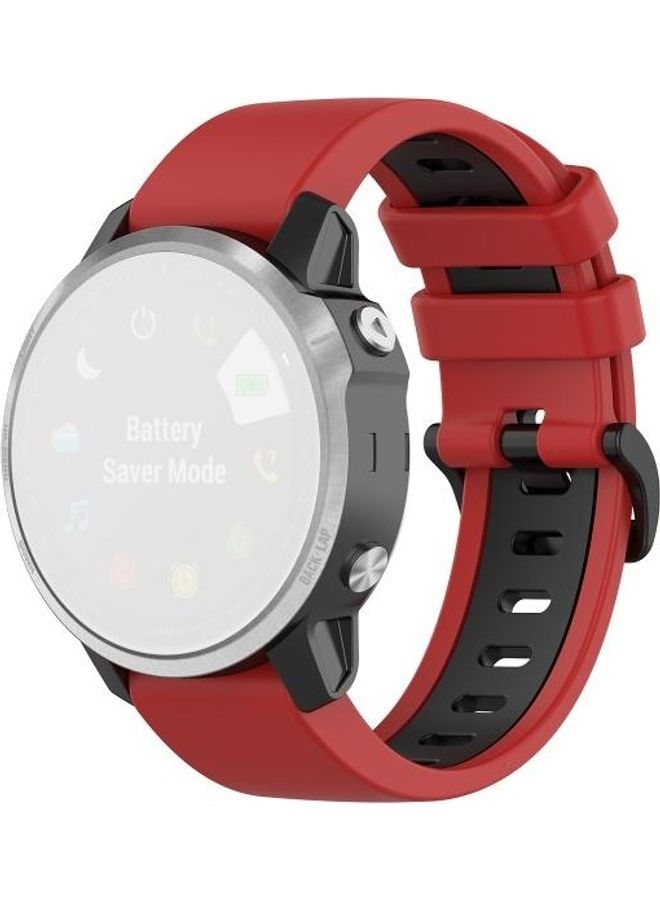 BGM Silicone Two Colour Strap For Garmin Fenix 6S Red - Image 1