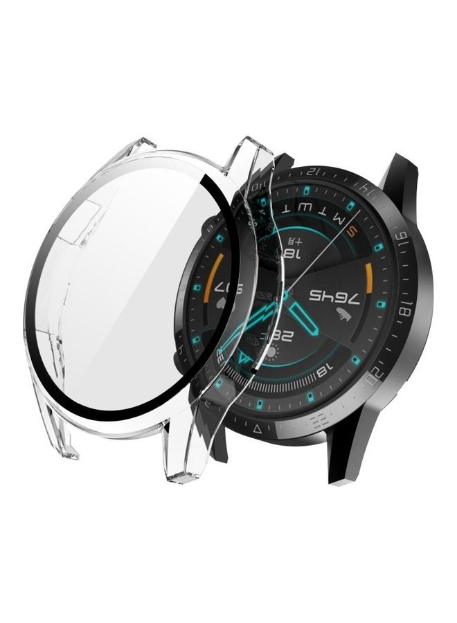 BGM Tempered Glass Screen Protector With Fully Plating PC Case For Huawei Watch GT2 46mm Clear - Image 2