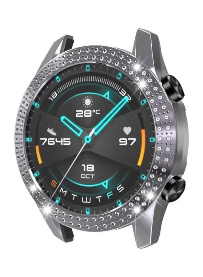 BGM Double Row Diamond Watch Case For Huawei GT2 46mm PC Grey - Image 3