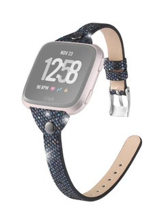 BGM Versa SE Studded Slim Sequin Glitter Leather Strap For Fitbit Versa / Versa 2 / Versa Lite Black  - Image 1
