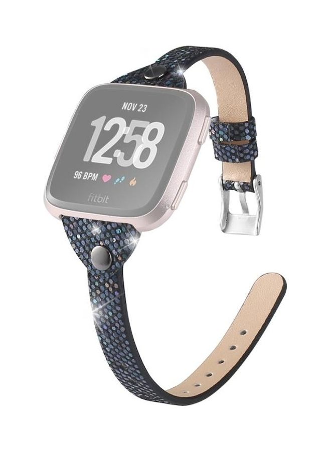 BGM Versa SE Studded Slim Sequin Glitter Leather Strap For Fitbit Versa / Versa 2 / Versa Lite Black  - Image 1