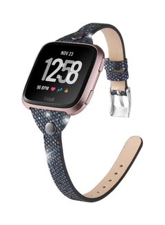BGM Versa SE Studded Slim Sequin Glitter Leather Strap For Fitbit Versa / Versa 2 / Versa Lite Black  - Image 3