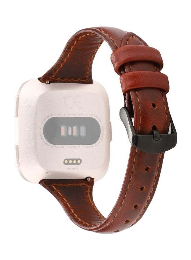 BGM - Versa Razy Horse Texture Genuine Leather Strap For Fitbit Red - Image 1