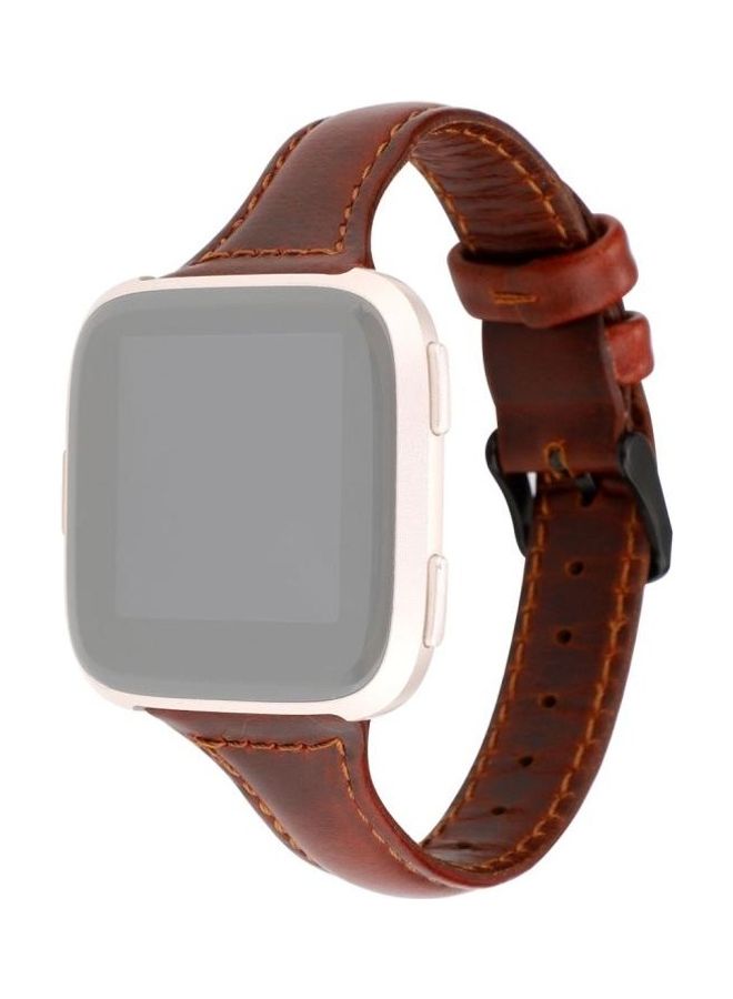 BGM - Versa Razy Horse Texture Genuine Leather Strap For Fitbit Red - Image 1