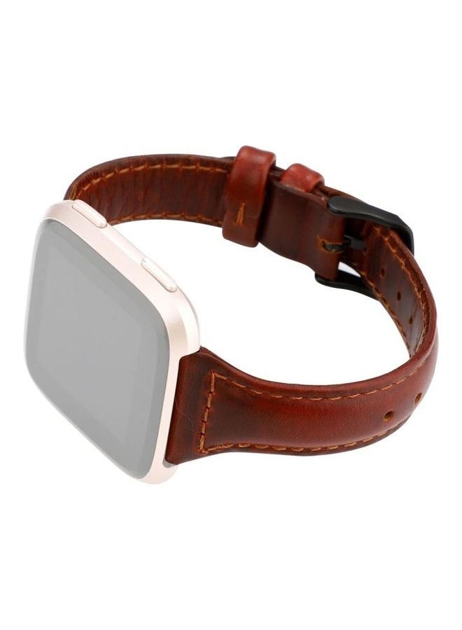 BGM - Versa Razy Horse Texture Genuine Leather Strap For Fitbit Red - Image 1