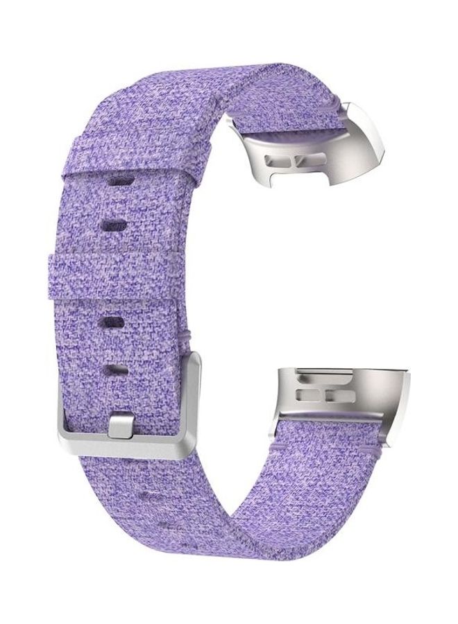 BGM Woven Vanvas Nylon Replacement Strap Band for Fitbit Charge 3 Light Purple - Image 2