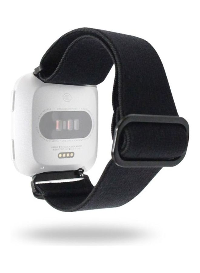 BGM Braided Jacquard Adjustable Nylon Strap For Fitbit Versa Watch Black - Image 1