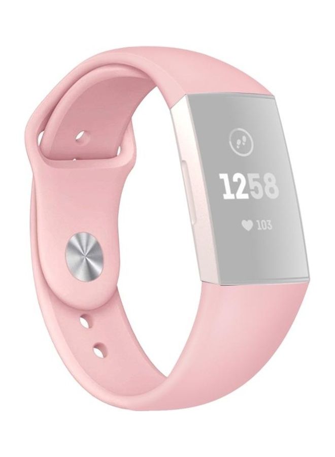 BGM Silicone Strap For Fitbit Charge 3 18mm Rose Pink - Image 1