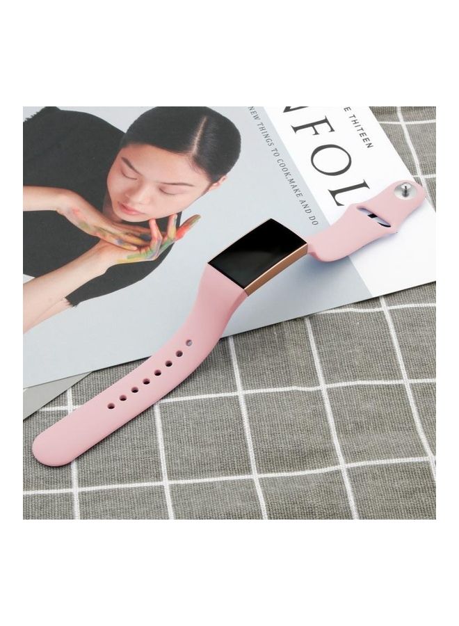 BGM Silicone Strap For Fitbit Charge 3 18mm Rose Pink - Image 5