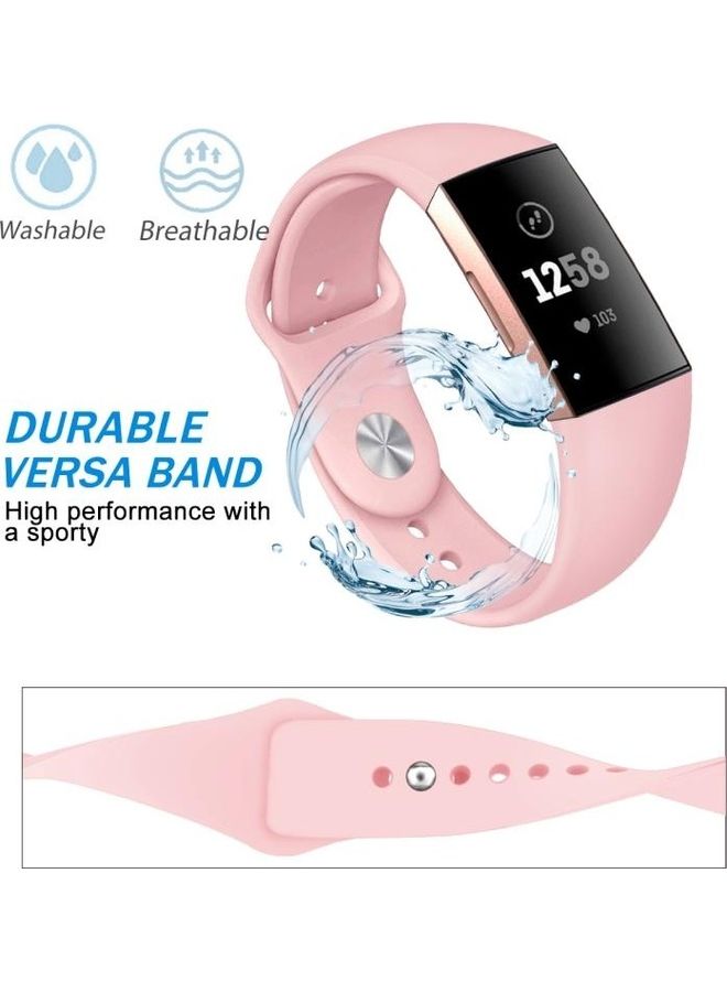 BGM Silicone Strap For Fitbit Charge 3 18mm Rose Pink - Image 4
