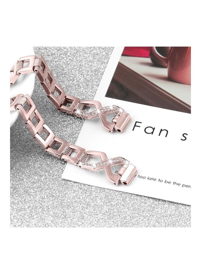 BGM Replacement Wrist Strap Watchband For Fitbit Inspire/Inspire HR Metal Cross Chain A Type Rose Pink  - Image 4