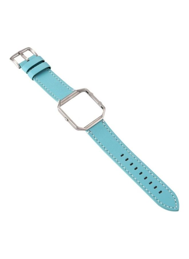 BGM For Fitbit Blaze Calf Leather Replacement Strap Watchband Sky Blue - Image 1