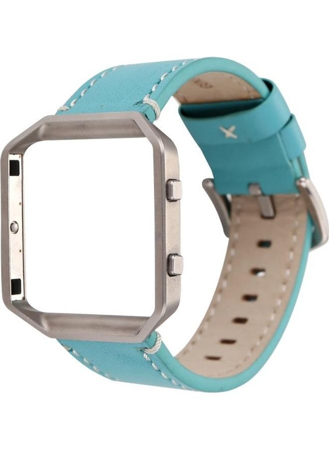 BGM For Fitbit Blaze Calf Leather Replacement Strap Watchband Sky Blue - Image 2