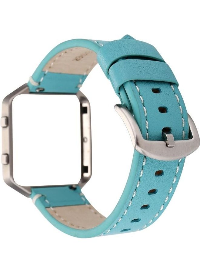 BGM For Fitbit Blaze Calf Leather Replacement Strap Watchband Sky Blue - Image 3