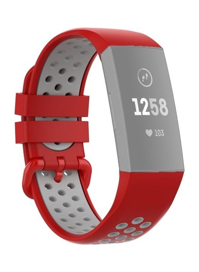 BGM Silicone Replacement Strap Watchband For Fitbit Charge 4 / Charge 3 / Charge 3 SE Red  - Image 1