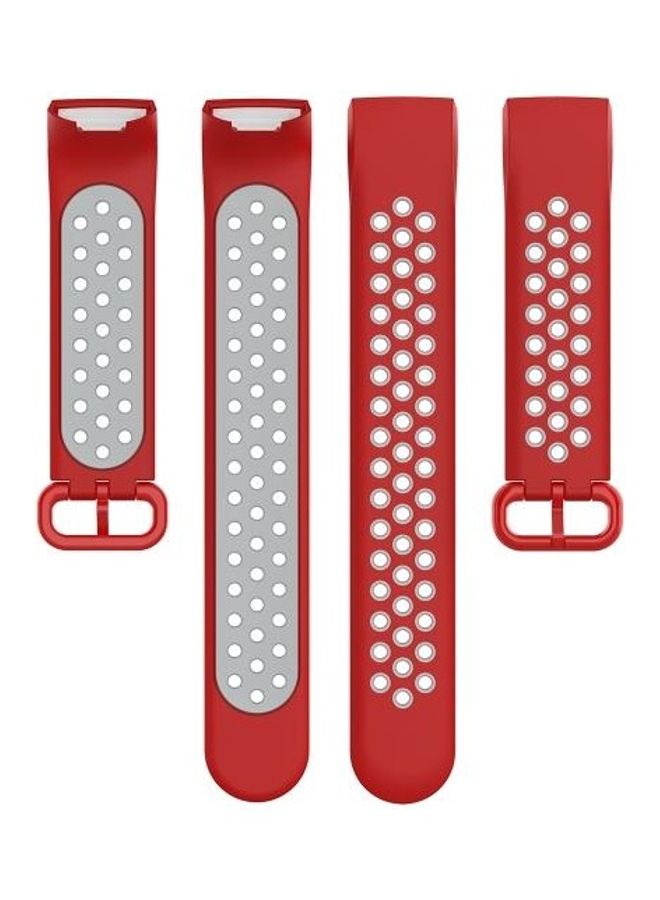 BGM Silicone Replacement Strap Watchband For Fitbit Charge 4 / Charge 3 / Charge 3 SE Red  - Image 4