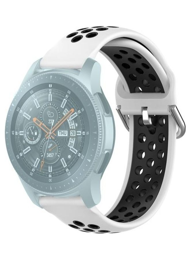 بي جي إم سوار معصم بديل مصنوع من السيليكون لساعة سامسونج جالاكسي مقاس 46 مم/ جير S3 يونيفرسال أبيض/ أسود - Image 1