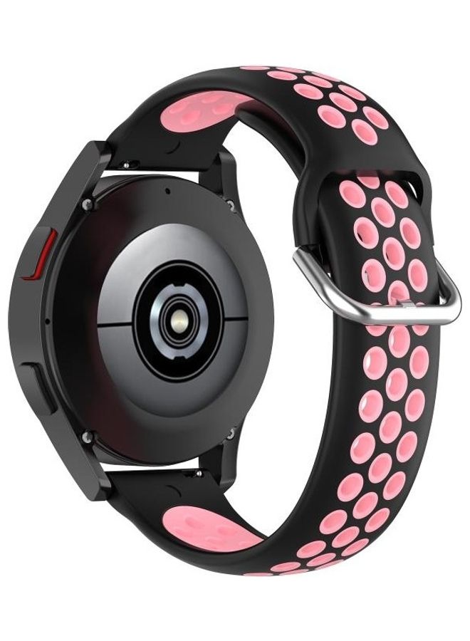 BGM Two-Colour Silicone Replacement Strap Watchband For Samsung Galaxy Watch4 Classic 42mm Black - Image 3
