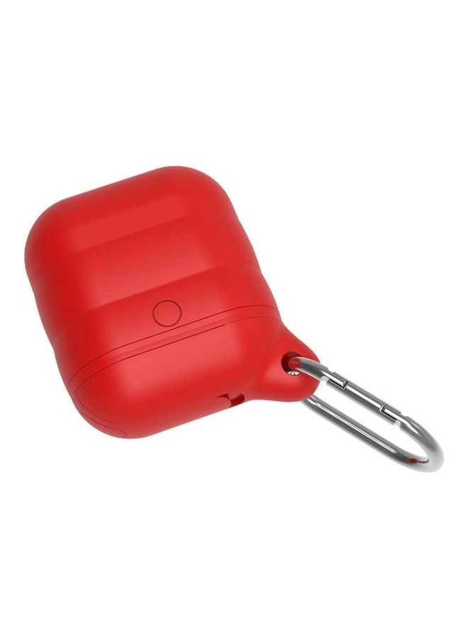 BGM Wireless Earphones Waterproof Shockproof Silicone Protective Case for Apple AirPods 1/2 Red