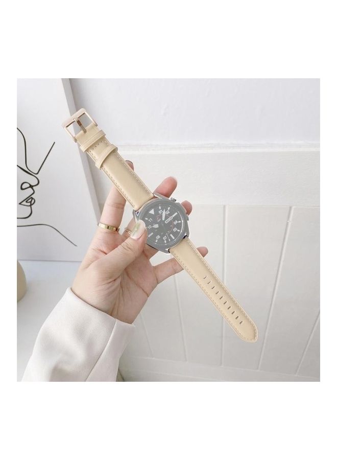 بي جي إم سوار بديل من الجلد بإبزيم فضي لساعة سامسونج جالاكسي 3 بمقاس 45 مم وردي - Image 1