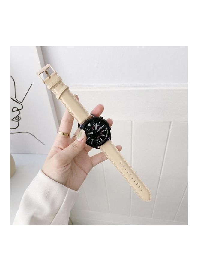 بي جي إم سوار بديل من الجلد بإبزيم فضي لساعة سامسونج جالاكسي 3 بمقاس 45 مم وردي - Image 2