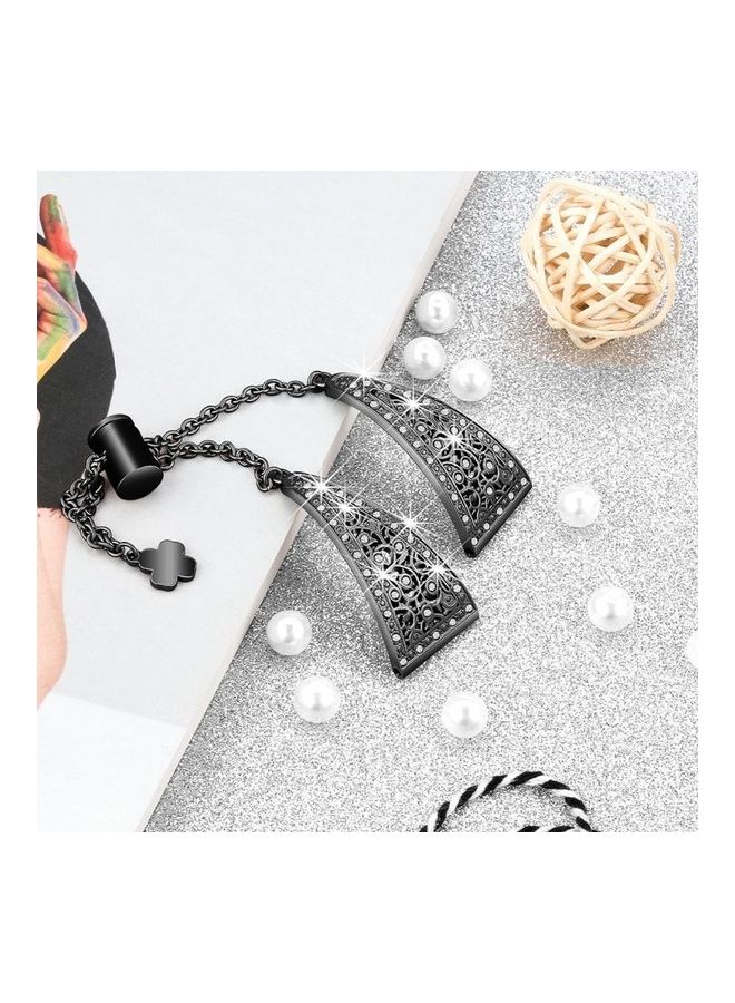 بي جي إم سوار معصم معدني على شكل زهرة مرصع بالألماس لساعة فيتبيت فيرسا أسود - Image 3