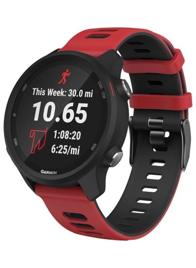 BGM Universal Two-Colour Silicone Replacement Strap Watchband 22mm For Garmin Vivoactive 4/Venu 2 Red/Black - Image 2