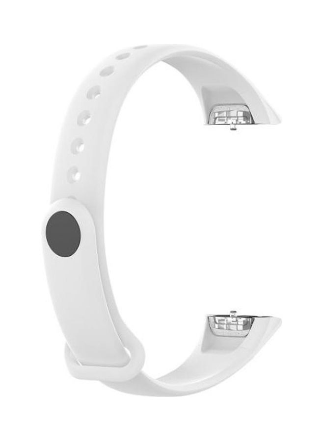 BGM Silicone Glossy Nail Button Replacement Strap Watchband For Samsung Galaxy Fit SM-R370 White - Image 1