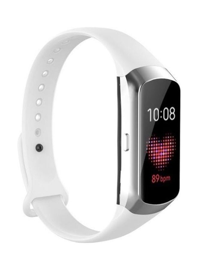 BGM Silicone Glossy Nail Button Replacement Strap Watchband For Samsung Galaxy Fit SM-R370 White - Image 3