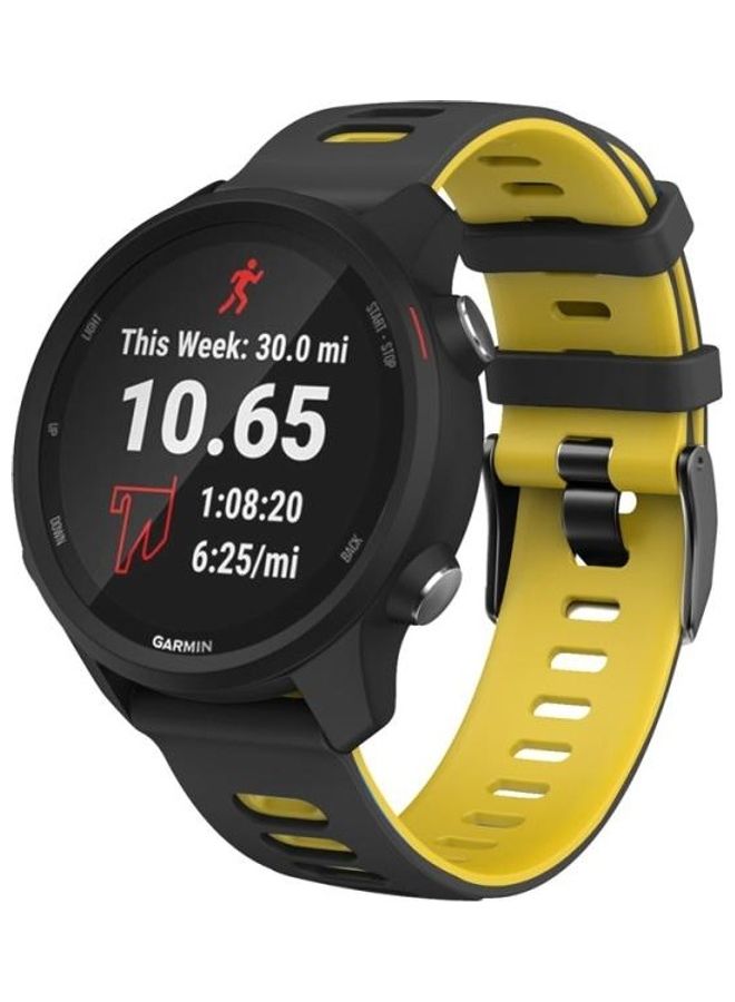 BGM Universal Two-Colour Silicone Replacement Strap Watchband 20mm For Garmin Vivoactive 3 / Venu Black/Yellow - Image 2