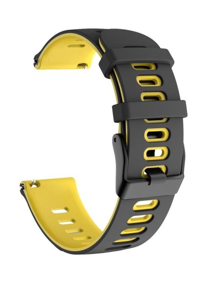 BGM Universal Two-Colour Silicone Replacement Strap Watchband 22mm For Garmin Vivoactive 4 / Venu 2 Black/Yellow - Image 1