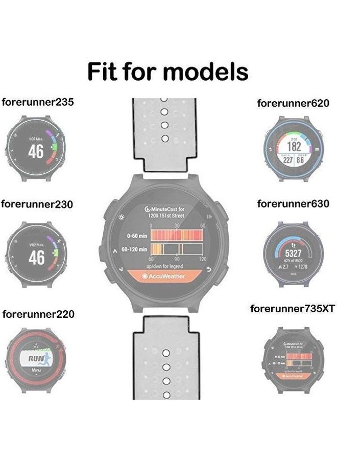 BGM Two Colour Silicone Sport Wrist Strap for Garmin Forerunner 230-235-620-630-735XT Red - Image 2