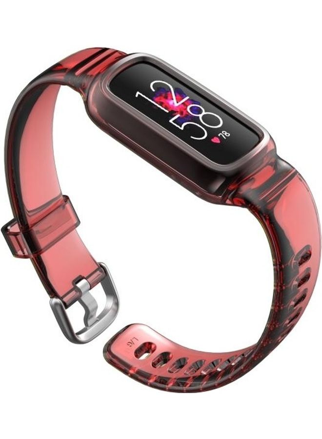 BGM Silicone Integrated Replacement Strap Watchband For Fitbit Luxe Red - Image 2