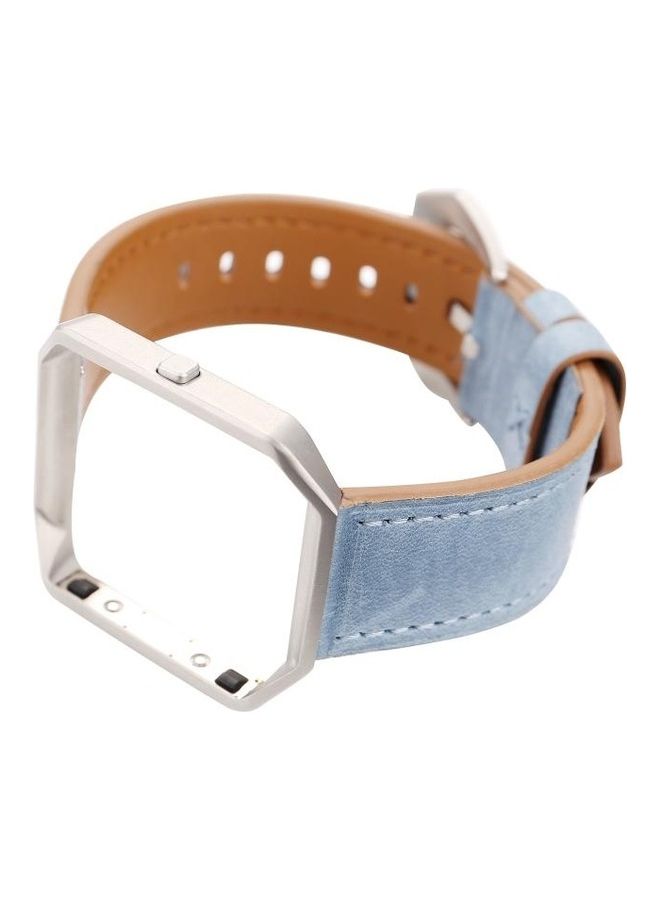 BGM Style Leather Replacement Strap Watchband For Fitbit Blue - Image 4