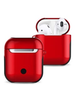 Varnished PC Bluetooth Earphones Case Anti-lost Storage Bag for Apple AirPods 1/2 Red