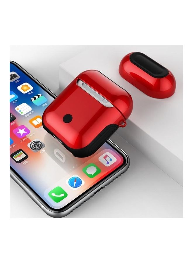 BGM - Varnished PC Bluetooth Earphones Case Anti-lost Storage Bag for Apple AirPods 1/2 Red - Image 1
