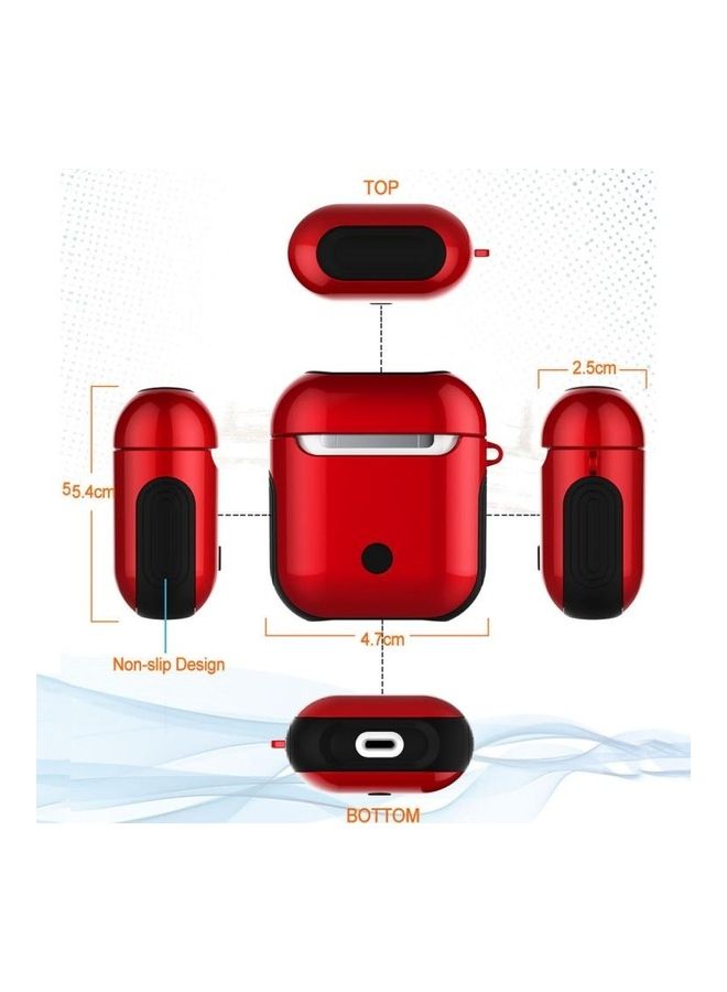 BGM - Varnished PC Bluetooth Earphones Case Anti-lost Storage Bag for Apple AirPods 1/2 Red - Image 1
