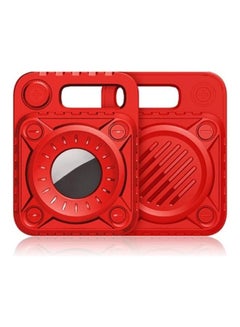Punk Armor Anti-Scratch Shockproof TPU Protective Cover Case with Keychain Hook Loop for Apple AirTag Red