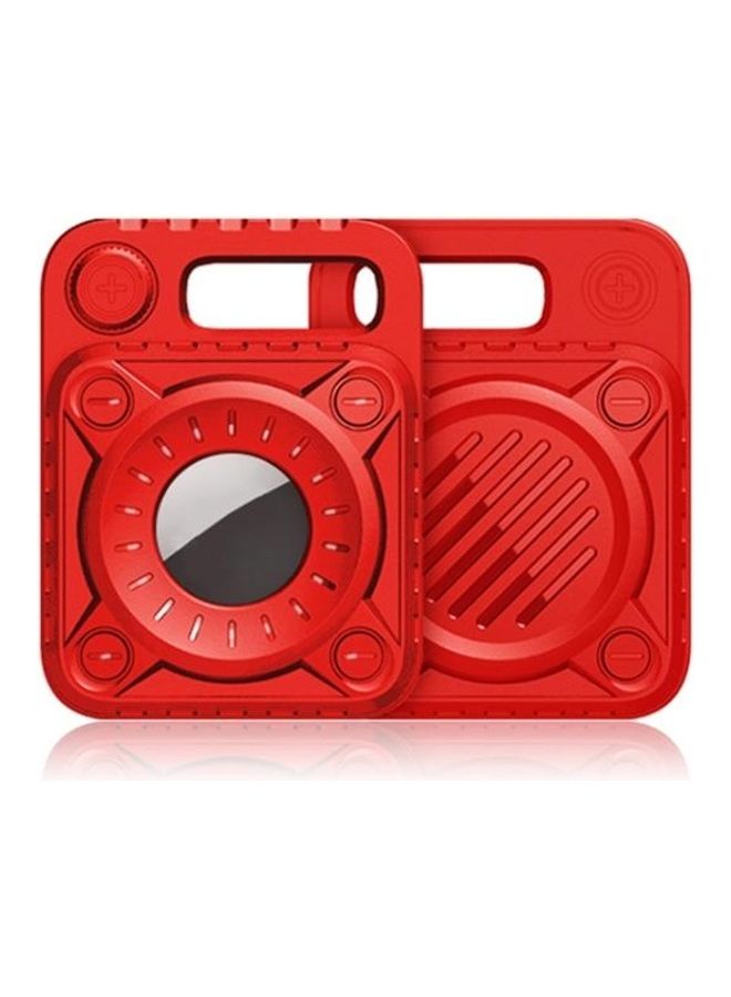 BGM - Punk Armor Anti-Scratch Shockproof TPU Protective Cover Case with Keychain Hook Loop for Apple AirTag Red - Image 1
