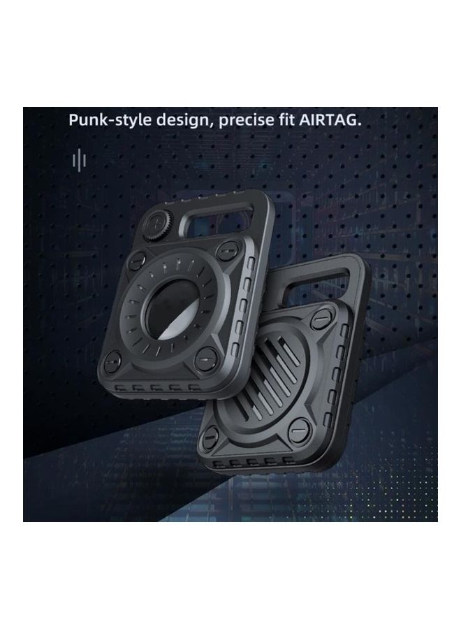 BGM - Punk Armor Anti-Scratch Shockproof TPU Protective Cover Case with Keychain Hook Loop for Apple AirTag Red - Image 1