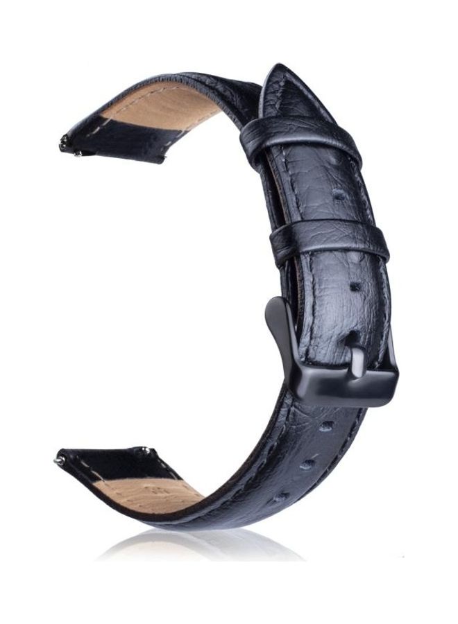 BGM Ostrich Skin Texture Genuine Leather Wrist Watch Band for Samsung Gear S3 22mm Black - Image 3