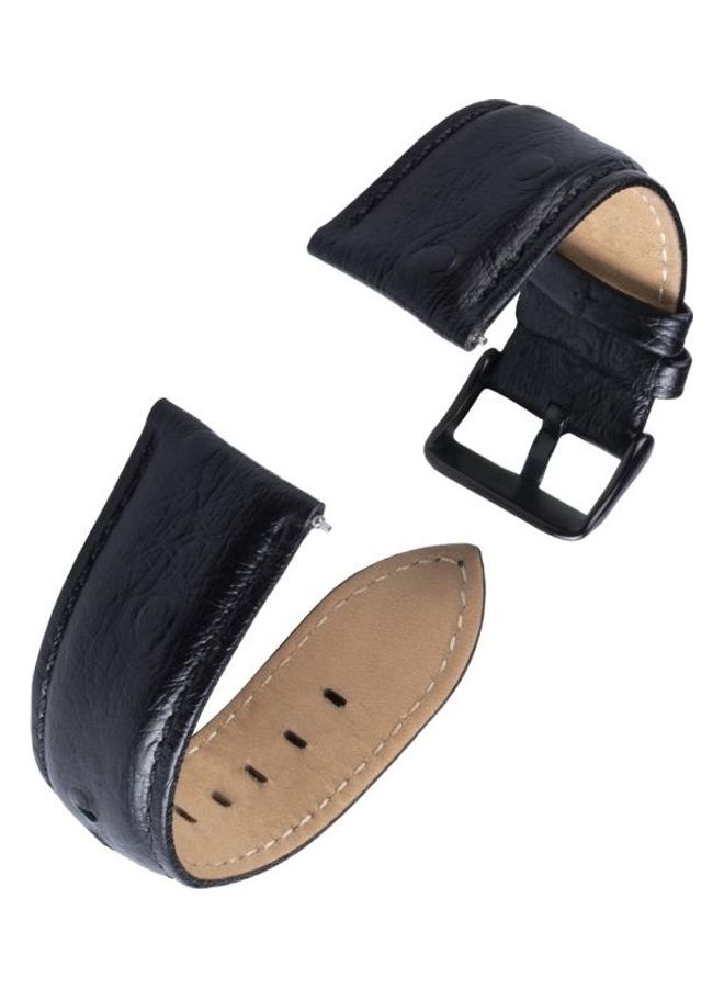 BGM Ostrich Skin Texture Genuine Leather Wrist Watch Band for Samsung Gear S3 22mm Black - Image 4