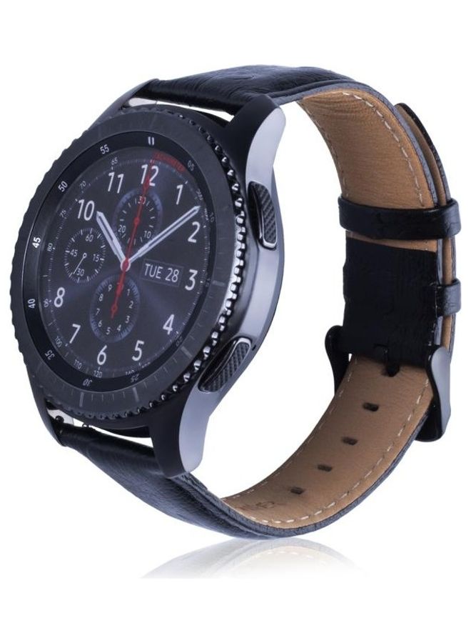 BGM Ostrich Skin Texture Genuine Leather Wrist Watch Band for Samsung Gear S3 22mm Black - Image 5