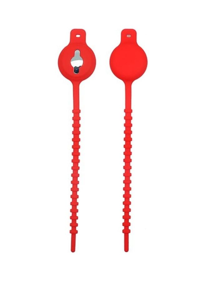 BGM - Drawstring Type Luminous Silicone Protective Case for Apple AirTag Red - Image 1