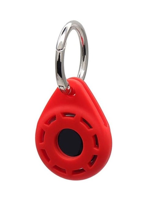 Silica Gel Anti-Scratch Shockproof Protective Cover Soft Case with Keychain Ring Loop for Apple AirTag Red