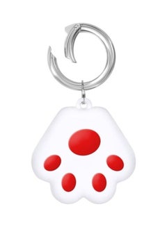 BGM Cute Cat Paw Silicone Shockproof Protective Cover Soft Case with Keychain Ring Loop for AirTag Red 