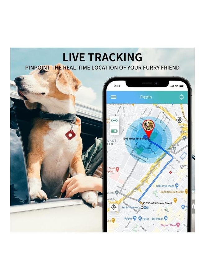 BGM - Square PU Leather Case Shockproof Anti-Scratch Protective Cover with Keychain Ring Loop for Apple AirTag Red - Image 1
