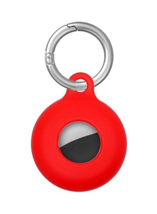 Dual-Side Hollow Anti-Scratch Silicone Shockproof Protective Cover Case with Keychain Hook Loop for Apple AirTag Red - v1631121231/N50686356A_1